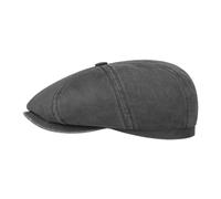 Stetson Gorra Plana Hatteras Old Cotton, Mujer/Hombre - Gorra Newsboy con protección UV 40 - Impermeable - Boina con algodón - Verano/Invierno Negro L (58-59 cm)