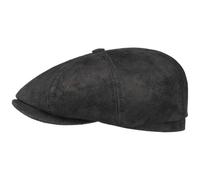 Stetson Gorra Plana Hatteras Pigskin, Hombre - Gorra con Visera de Cuero - con Forro Interior - Gorra de Caballero Verano/Invierno - Boina Negro XL (60-61 cm)