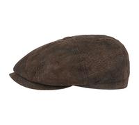Stetson Gorra Plana Hatteras Pigskin, Hombre - Gorra con Visera de Cuero - con Forro Interior - Gorra de Caballero Verano/Invierno - Boina marrón XL (60-61 cm)