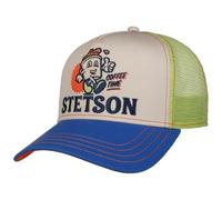 Stetson Gorra Trucker Coffee Time Mujer/Hombre - Camionero de Beisbol Malla Snapback, con Visera, Visera Verano/Invierno Primavera Verano Otoño Invierno - Talla única Beige-Azul