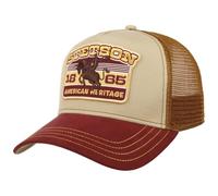 Stetson Gorra Trucker Heritage Rodeo Hombre - Camionero de béisbol Malla Snapback, con Visera, Forro, Forro Verano/Invierno Primavera Verano Otoño Invierno - Talla única Beige-Rojo