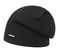 Stetson Gorro Beanie Wool Oversize Mujer/Hombre - Made in Italy de Lana Sombrero Merino con Forro, otoño/Invierno Invierno - Talla única Negro