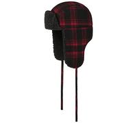 Stetson Gorro de Aviador Country Check Lapeer Mujer/Hombre - Punto chapka con Orejeras, Forro, Tira para el mentón, mentón otoño/Invierno Invierno - M (56-57 cm) Negro-Rojo