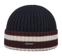 Stetson Gorro de Cachemira Striped Cuff Mujer/Hombre - Punto Beanie Invierno con Vuelta otoño/Invierno - Talla única Azul Oscuro
