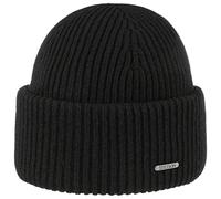 Stetson Gorro de Lana Classic Uni Mujer/Hombre - Made in Italy Punto Beanie Invierno con Vuelta otoño/Invierno - Talla única Negro