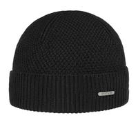 Stetson Gorro de Lana Merino Rodrick Mujer/Hombre - Made in Italy Beanie Punto con Vuelta, Vuelta Invierno otoño/Invierno - Talla única Negro