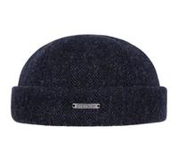 Stetson Gorro Docker Lavoy Herringbone Wool Hombre - Made in The EU Gorra de Invierno con Vuelta, Docker, Forro, Cierre autoadherente otoño/Invierno - XL (60-61 cm) Azul Oscuro