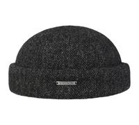 Stetson Gorro Docker Lavoy Herringbone Wool Hombre - Made in The EU Gorra de Invierno con Vuelta, Docker, Forro, Cierre autoadherente otoño/Invierno - S (54-55 cm) Antracita