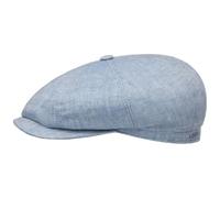 Stetson Gorra de Lino Hatteras Classic Mujer/Hombre - Made in The EU Newsboy con Visera, Forro Invierno Otoño Primavera Verano Verano/Invierno - 57 cm Celeste