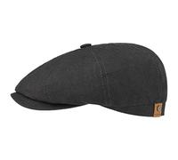 Stetson Hatteras Flatcap de Lino para Mujer/Hombre - con Forro de algodón - Gorra Plana con protección Solar UV 40+- Boina Plana para Primavera/Verano Negro 59 cm