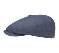 Stetson Hatteras Flatcap de Lino para Mujer/Hombre - con Forro de algodón - Gorra Plana con protección Solar UV 40+- Boina Plana para Primavera/Verano Azul Oscuro 59 cm