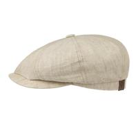Stetson Hatteras Flatcap de Lino para Mujer/Hombre - con Forro de algodón - Gorra Plana con protección Solar UV 40+- Boina Plana para Primavera/Verano Beige 54 cm