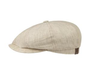 Stetson Hatteras Flatcap de Lino para Mujer/Hombre - con Forro de algodón - Gorra Plana con protección Solar UV 40+- Boina Plana para Primavera/Verano Beige 59 cm