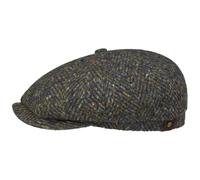 Stetson Hatteras - Gorra plana de tweed de espiga fabricada en la UE, 100 % lana virgen, unisex, para verano e invierno, gris, 63