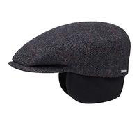 Stetson Gorra Plana con Orejeras Kent, Hombre - Gorra chata con Orejeras - Gorra con diseño en Espiga - otoño/Invierno - Gorra con Visera Antracita 57 cm