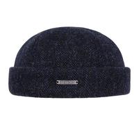 Stetson Gorro Docker Lavoy Herringbone Wool Hombre - Made in The EU Gorra de Invierno con Vuelta, Docker, Forro, Cierre autoadherente otoño/Invierno - XL (60-61 cm) Azul Oscuro
