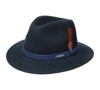 Stetson Sombrero Powell Traveller Mujer/Hombre - Made in The EU de Fieltro Lana Hombre Outdoor con Banda Piel Verano/Invierno Primavera Verano Otoño Invierno - M (56-57 cm) Azul
