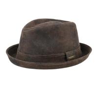 Stetson Sombrero Player Piel Radcliff Hombre - Fedora de con Forro, Banda Invierno Otoño Verano Primavera Verano/Invierno - L (58-59 cm) marrón