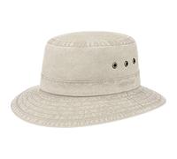 Stetson Reston - Sombrero para Hombre y Mujer (altura cabeza aprox. 9 cm) - Sombrero de algodón orgánico Packable Protección UV 40 - Sombrero Unisex con ojales de latón primavera/verano Beige Medium