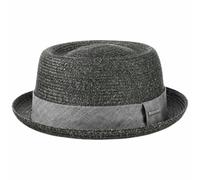 Stetson Sombrero Robstown Toyo Pork Pie Mujer/Hombre - de Verano Sol Paja Primavera/Verano - M (56-57 cm) Antracita