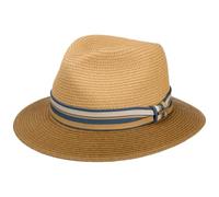 Stetson Romaro Toyo Traveller Sombrero de Paja Hombre - Sombrero de Verano de Viscosa - Protección UV 40+ - ala Ancha - con Cinta de groguén a Rayas - Primavera/Verano marrón L (58-59 cm)