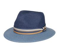 Stetson Romaro Toyo Traveller Sombrero de Paja Hombre - Sombrero de Verano de Viscosa - Protección UV 40+ - ala Ancha - con Cinta de groguén a Rayas - Primavera/Verano Azul XXL (62-63 cm)