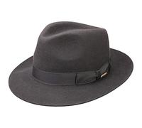 Stetson Sombrero Bogart Penn Mujer/Hombre - Made in The EU de Fieltro Pelo con ala hacia Arriba Forro, Banda Grosgrain Verano/Invierno Primavera Verano Otoño Invierno - 57 cm Gris