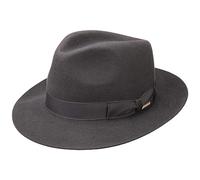 Stetson Sombrero Bogart Penn Mujer/Hombre - Made in The EU de Fieltro Pelo con ala hacia Arriba Forro, Banda Grosgrain Invierno Otoño Verano Primavera Verano/Invierno - 61 cm Negro