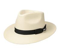 Stetson Sombrero Bogart Toyo Telida Mujer/Hombre - de Paja Sol con Banda Grosgrain Verano Primavera/Verano - XL (60-61 cm) Natural