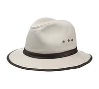 Stetson Sombrero de Algodón AVA Hombre - Outback Aventurero con Banda Piel, Ribete Verano Primavera/Verano - L (58-59 cm) Beige Claro
