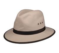 Stetson Sombrero de Algodón AVA Hombre - Outback Aventurero con Banda Piel, Ribete Verano Primavera/Verano - XL (60-61 cm) Beige Claro