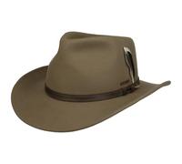 Stetson Sombrero de Lana Mobridge Western Hombre - Vaquero con Banda Piel Verano/Invierno Primavera Verano Otoño Invierno - 59 cm Beige Oscuro