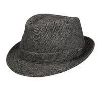 Stetson Sombrero de Lana Teton Herringbone Mujer/Hombre - Made in Italy Trilby con Forro Invierno otoño/Invierno - 58 cm marrón Oscuro