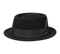 Stetson Sombrero de Lana Vancosta Pork Pie Mujer/Hombre - Outdoor Fieltro Viaje con Banda Grosgrain Invierno Verano/Invierno - L (58-59 cm) Negro