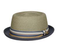 Stetson Sombrero de Paja Licano Toyo Pork Pie Mujer/Hombre - Playa Sol con Forro, Banda Grosgrain Primavera/Verano - XL (60-61 cm) Gris