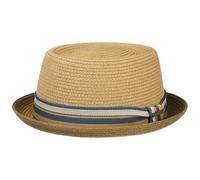 Stetson Sombrero de Paja Licano Toyo Pork Pie Mujer/Hombre - Playa Sol con Forro, Banda Grosgrain Verano Primavera/Verano - XL (60-61 cm) marrón
