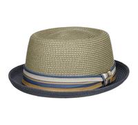 Stetson Sombrero de Paja Licano Toyo Pork Pie Mujer/Hombre - Playa Sol con Forro, Banda Grosgrain Primavera/Verano - XL (60-61 cm) Gris