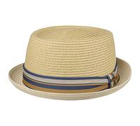 Stetson Sombrero de Paja Licano Toyo Pork Pie Mujer/Hombre - Playa Sol con Forro, Banda Grosgrain Verano Primavera/Verano - L (58-59 cm) Natural