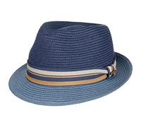 Stetson Sombrero de Paja Licano Toyo Trilby Mujer/Hombre - Playa Sol con Banda Grosgrain Verano Primavera/Verano - XL (60-61 cm) Azul