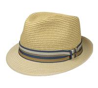 Stetson Sombrero de Paja Licano Toyo Trilby Mujer/Hombre - Playa Sol con Banda Grosgrain Verano Primavera/Verano - M (56-57 cm) Beige