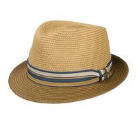 Stetson Sombrero de Paja Licano Toyo Trilby Mujer/Hombre - Playa Sol con Banda Grosgrain Verano Primavera/Verano - M (56-57 cm) marrón