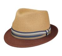Stetson Sombrero de Paja Licano Toyo Trilby Mujer/Hombre - Playa Sol con Banda Grosgrain Verano Primavera/Verano - XL (60-61 cm) Natural-Rojo