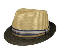Stetson Sombrero de Paja Licano Toyo Trilby Mujer/Hombre - Playa Sol con Banda Grosgrain Verano Primavera/Verano - L (58-59 cm) Verde Oliva