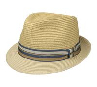 Stetson Sombrero de Paja Licano Toyo Trilby Mujer/Hombre - Playa Sol con Banda Grosgrain Verano Primavera/Verano - S (54-55 cm) Beige