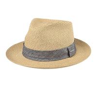 Stetson Sombrero de Paja Lintano Toyo Mujer/Hombre - Traveller Sol con Banda Grosgrain Verano Primavera/Verano - XL (60-61 cm) Natural