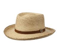 Stetson Sombrero de Paja Riftico Gambler Hombre - Rafia Sol con Banda Piel Verano Primavera/Verano - M (56-57 cm) Natural