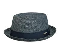 Stetson Sombrero de Paja Ruviano Pork Pie Mujer/Hombre - Verano con Banda Grosgrain Primavera/Verano - L (58-59 cm) Azul Oscuro