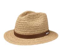 Stetson Sombrero de Rafia Barnell Traveller Hombre - Paja Verano Sol con Banda Piel Primavera/Verano - XL (60-61 cm) Natural