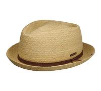 Stetson Sombrero de Rafia Uni Diamond Mujer/Hombre - Sol Verano Playa con Banda Piel Primavera/Verano - L (58-59 cm) Natural