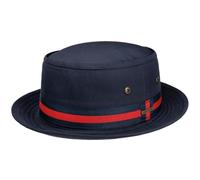 Stetson Sombrero de Tela Classic Band Pork Pie Hombre - algodón Sol con Banda Grosgrain, Grosgrain Verano Primavera/Verano - XL (60-61 cm) Azul Oscuro